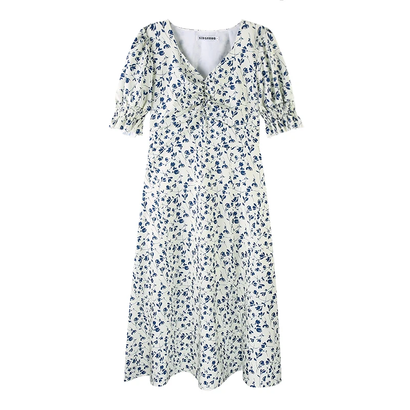 

Vestidos Robe femme Bubble sleeve floral dress women's summer 2021 new French first love gentle style long skirt clothing women