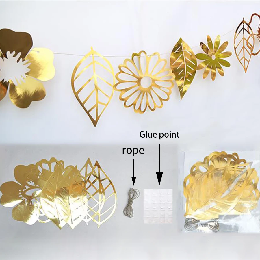8 шт./компл. Золотой искусственный цветок растение с днем рождения баннер набор