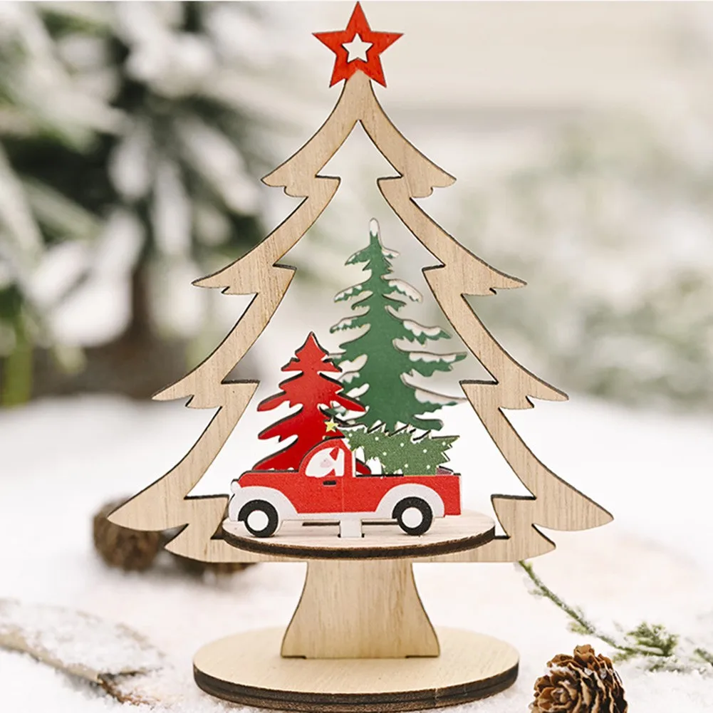 

Christmas Wooden Ornaments Decorations Santa Claus Hollow Painted Christmas For New Year 2021 Christmas Tree Pendant