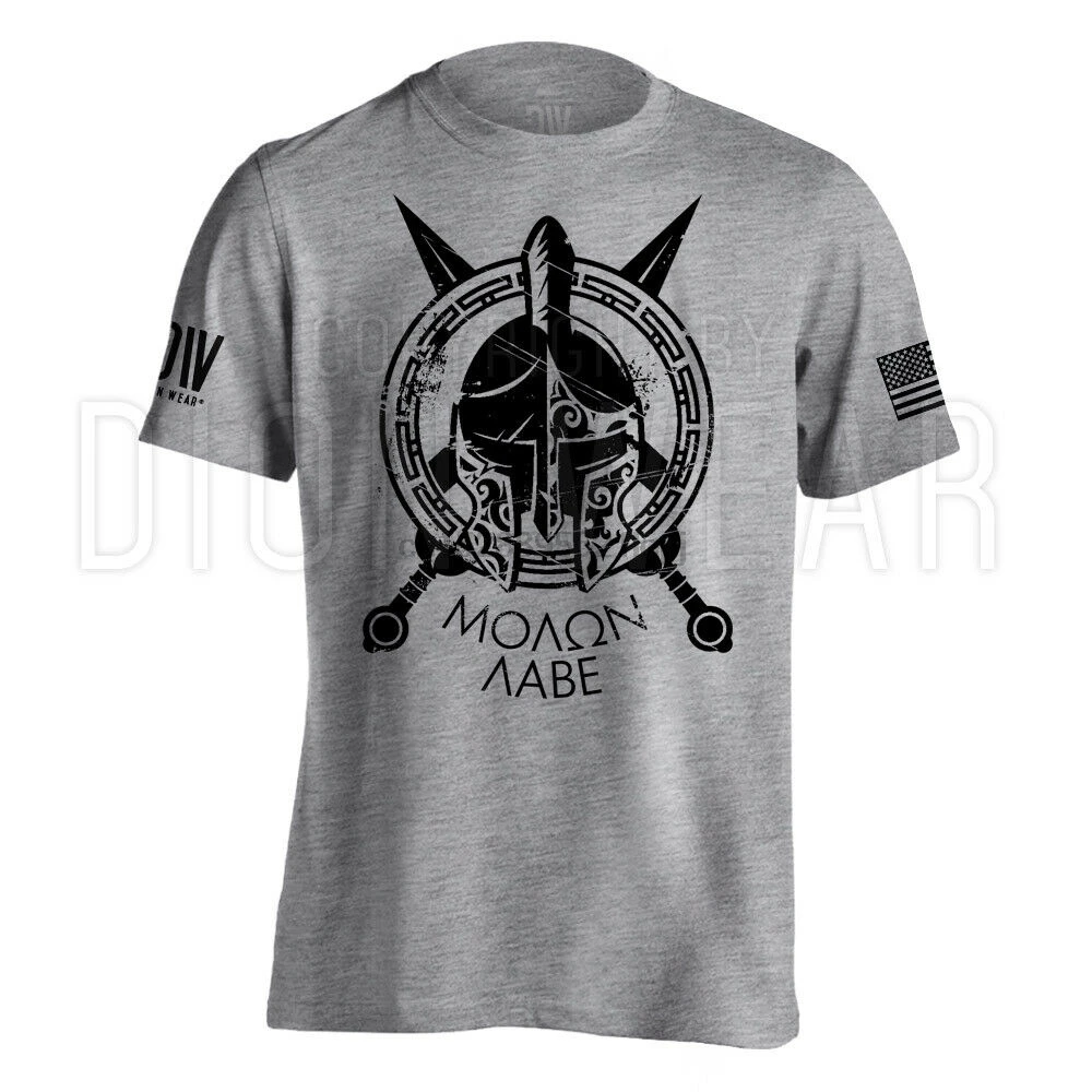 

Molon Labe Spartan Mens American Flag Military T-shirt S-3XL