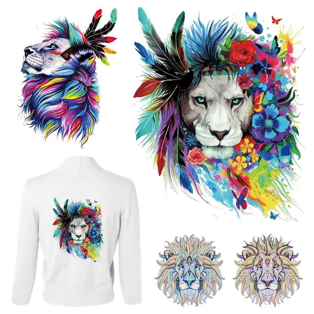 Модные Преувеличенные персональные животные цветы термотрансферные патчи для