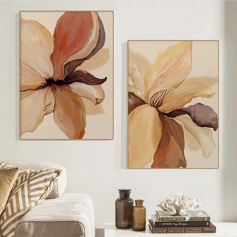 

Abstract Flower Leaf Canvas Painting Nordic Poster Picture Living Room Bedroom Aisle Wall Art Minimalist Style Home Decoration