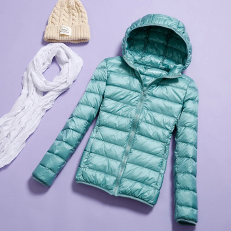 2019 осенне зимние женские куртки с капюшоном легкие ультратонкие Модные тонкие