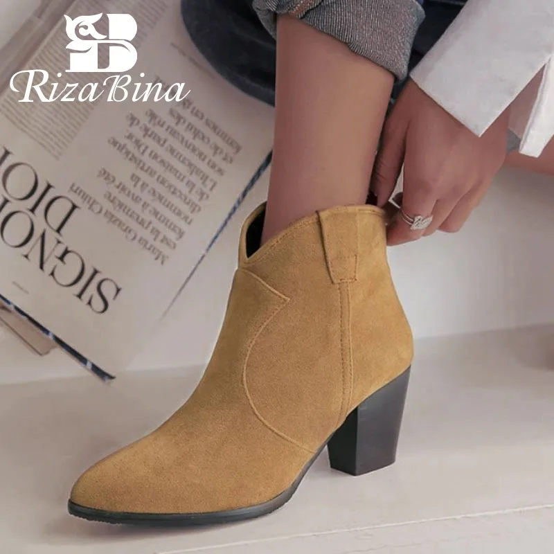Женские ботильоны на квадратном каблуке RIZABINA повседневные брендовые зимние