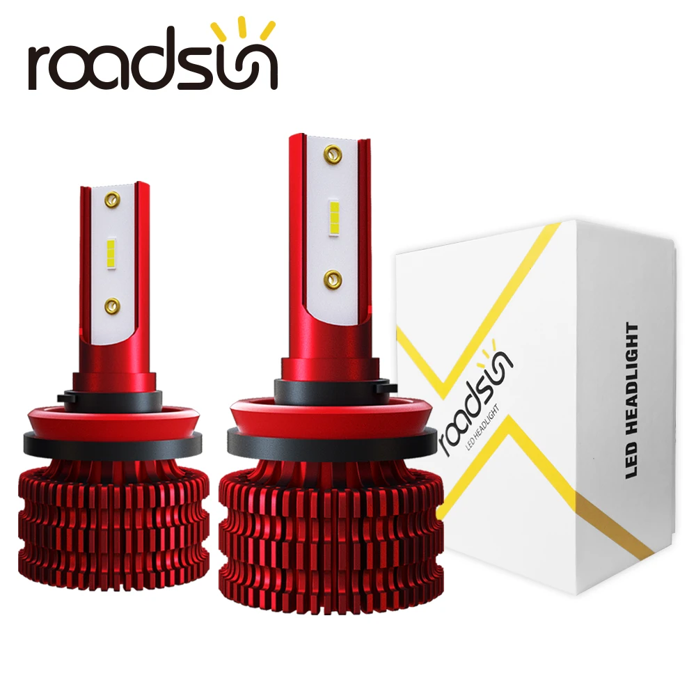 Roadsun H7 светодиодный H4 H1 светодиоды с чипом CSP H8 H9 H11 2В 9005 9006 60 Вт 8000LM мини Размеры