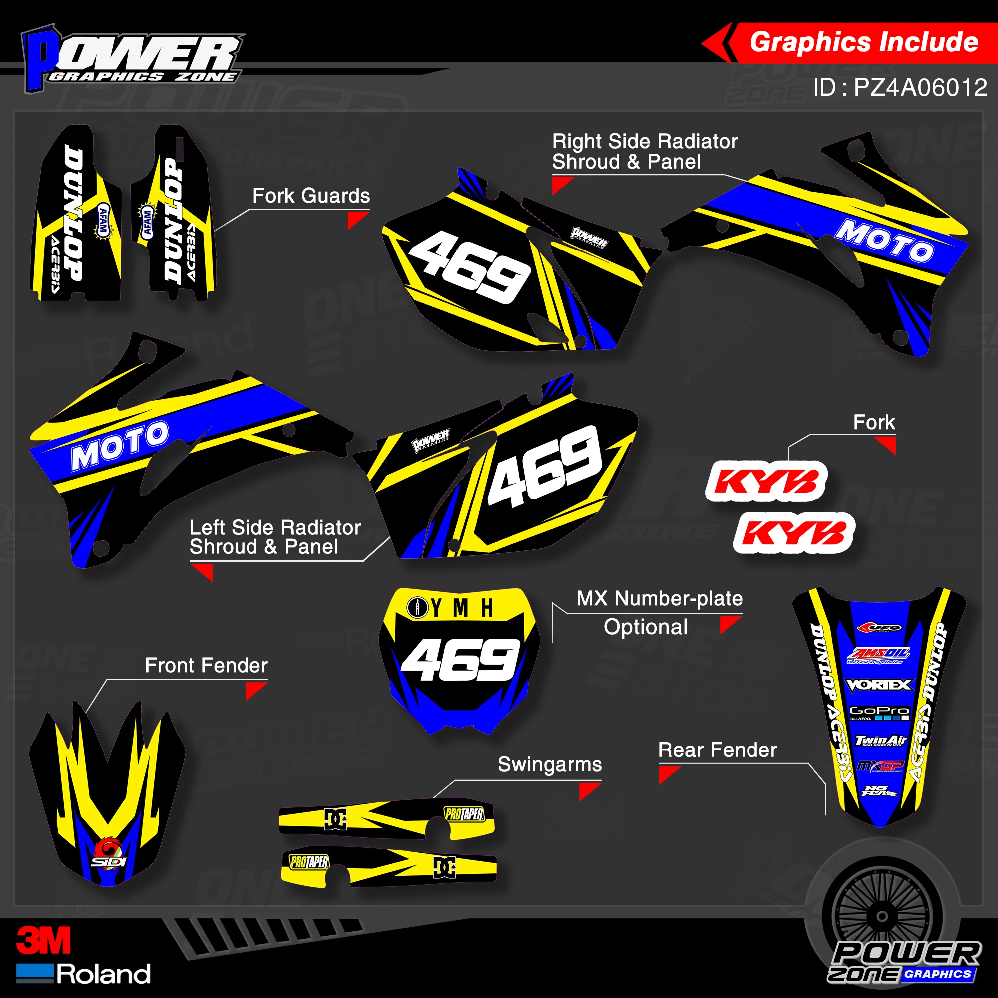 Персонализированные графические фоны PowerZone Team наклейки 3M Набор наклеек для YAMAHA