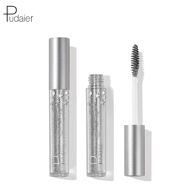 Pudaier diamond glitter mascara quick dry water drop makeup long lasting waterproof curling thick shiny eyelash |
