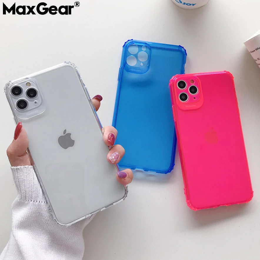 Неоновый флуоресцентный розовый противоударный чехол для телефона iPhone 11 Pro Xs MAX XR