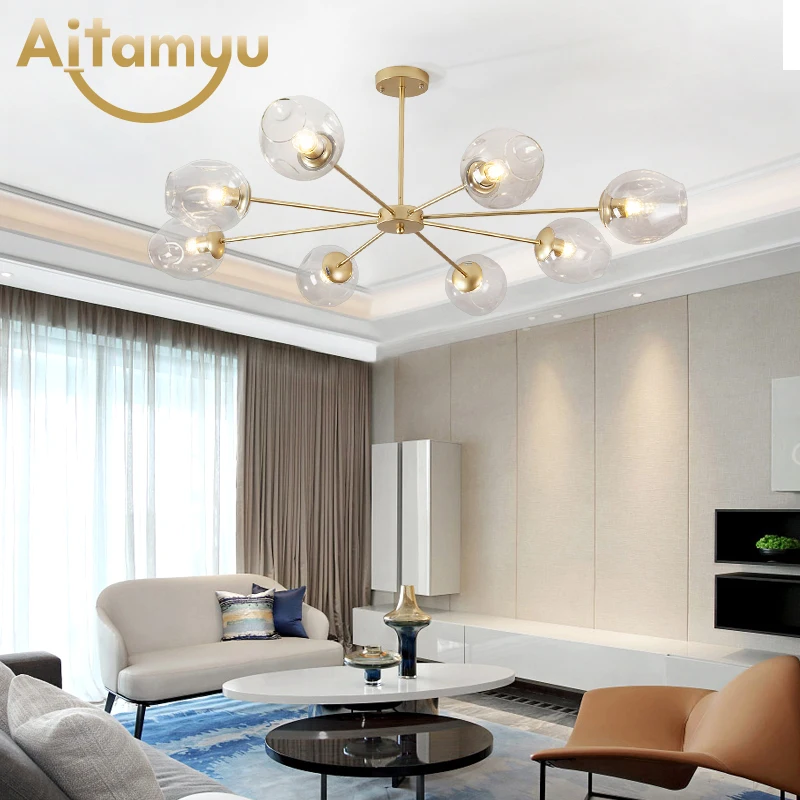 Современные стеклянные люстры светильник Скандинавская столовая кухонный