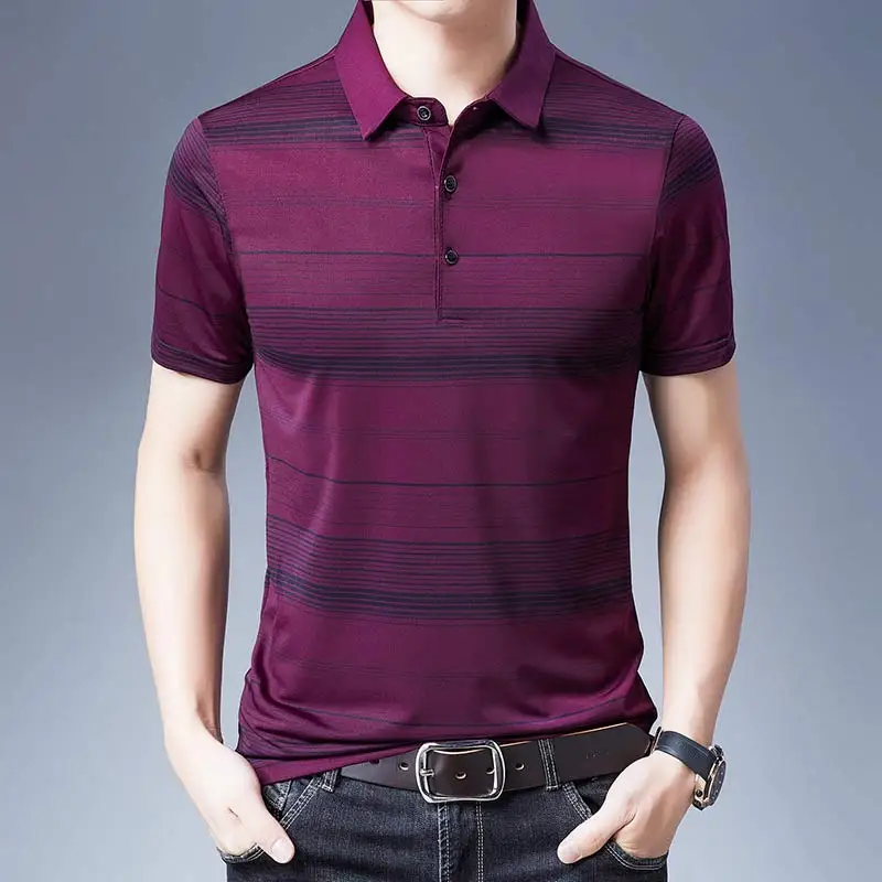 

2021 Brand Casual Summer Striped Short Sleeve Polo Shirt Men Poloshirt Jersey Luxury Mens Polos Tee Shirts Dress Fashions