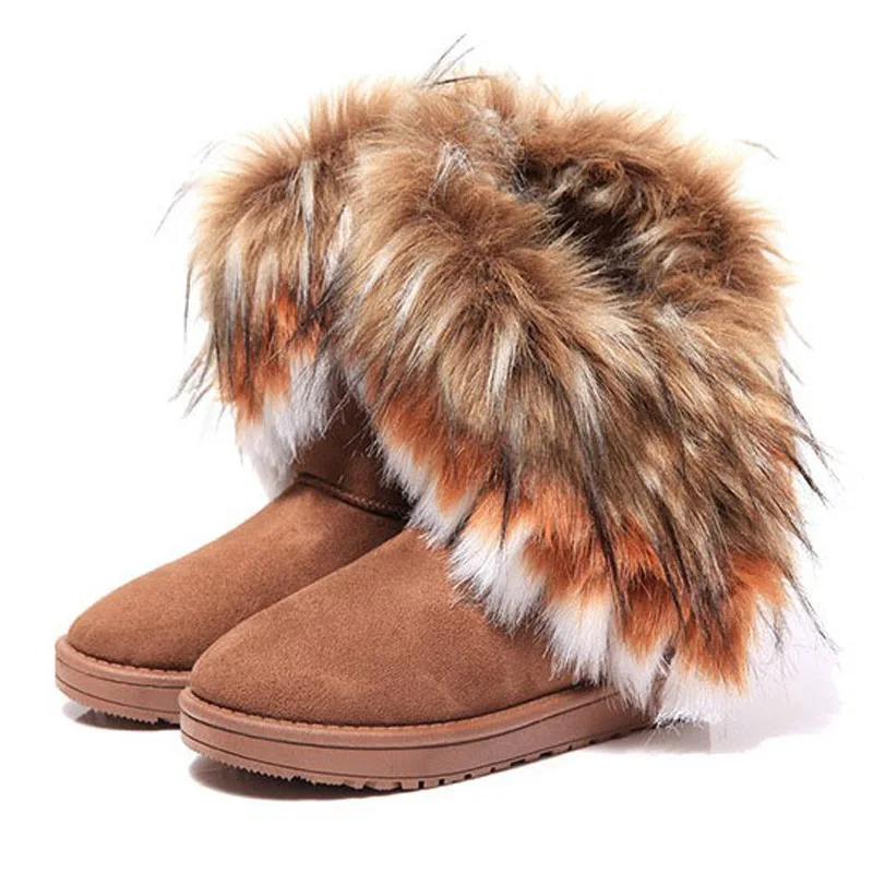 

Женские меховые ботинки, женские зимние теплые ботильоны для женщин, стильная зимняя обувь с круглым носком, женские зимние ботинки из флок...
