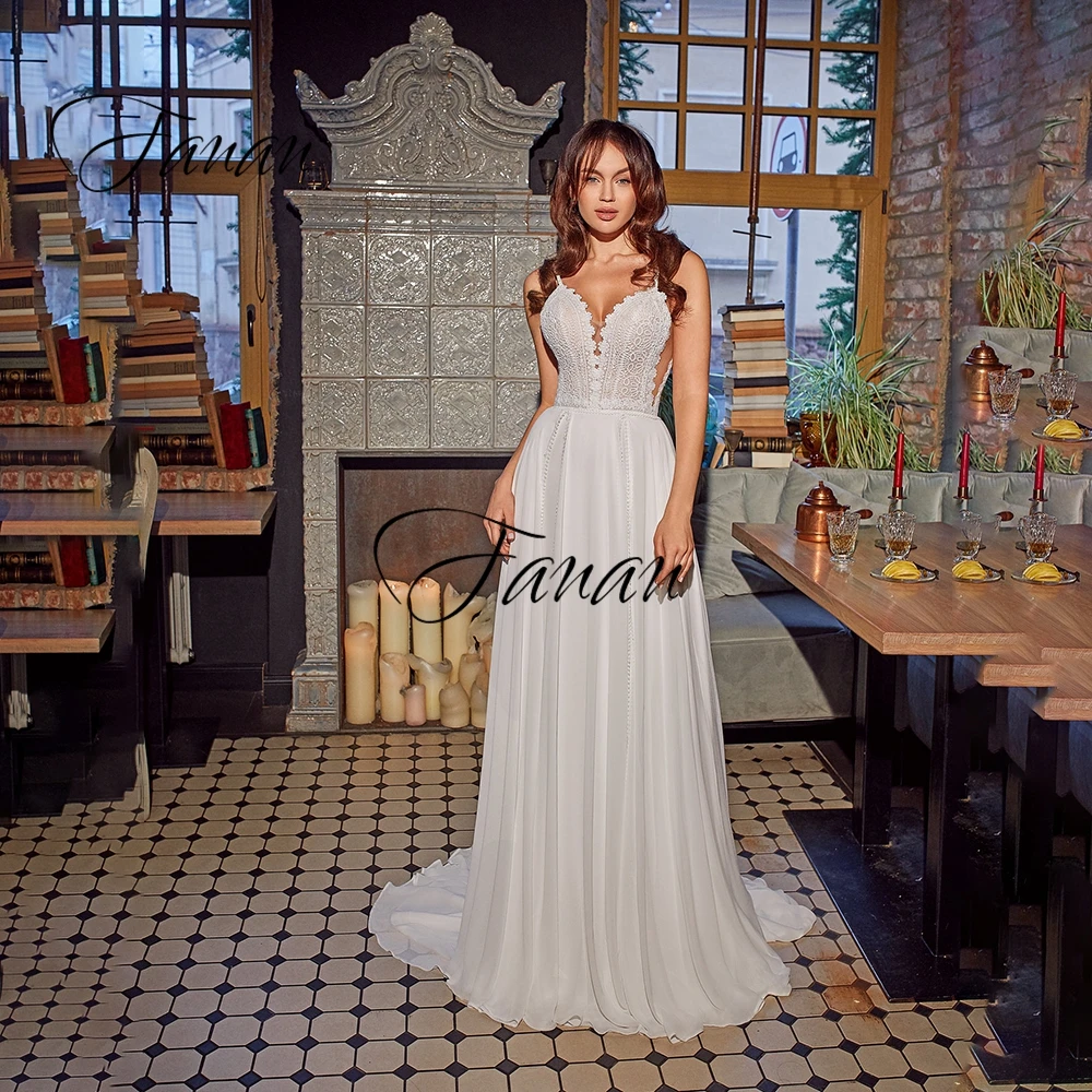 

Sexy V-Neck Spaghetti Straps Wedding Dress Sleeveless Backless See-Through IIIusion A-Line Lace Appliques Bridal Gown платье