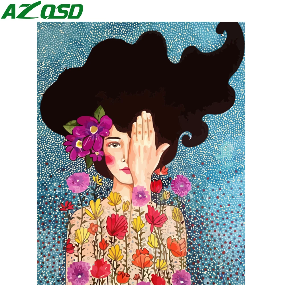 

AZQSD Paint By Number Girl Canvas Painting Kits Home Decoration Coloring By Numbers Portrait Drawing On Canvas Unique Gift