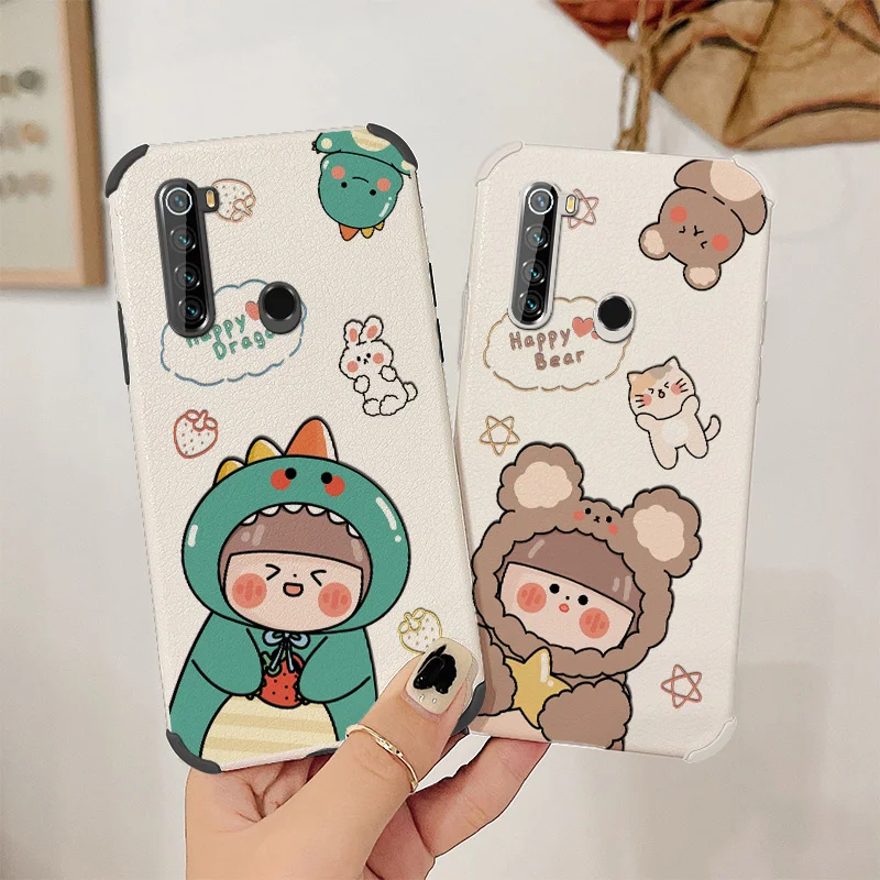 

Happy Bear Girl Phone Case For Xiaomi Redmi Note 8 8Pro Pro Liquid Silicone Cover