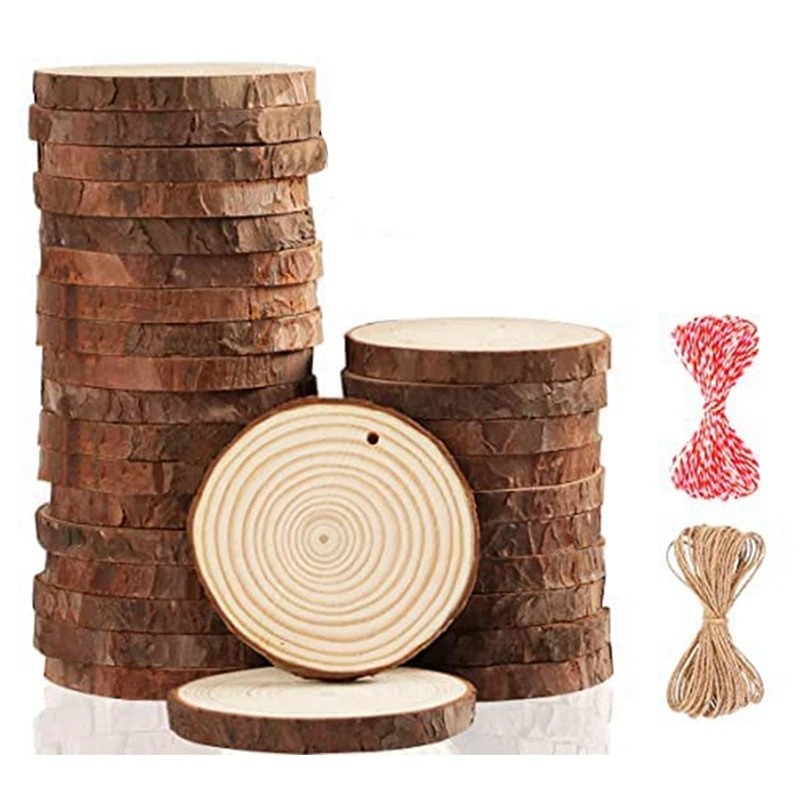 

Натуральные Деревянные чипсы, незавершенная рукоделие, предварительно просверленные круглые деревянные круглые чипсы для украшения дерев...