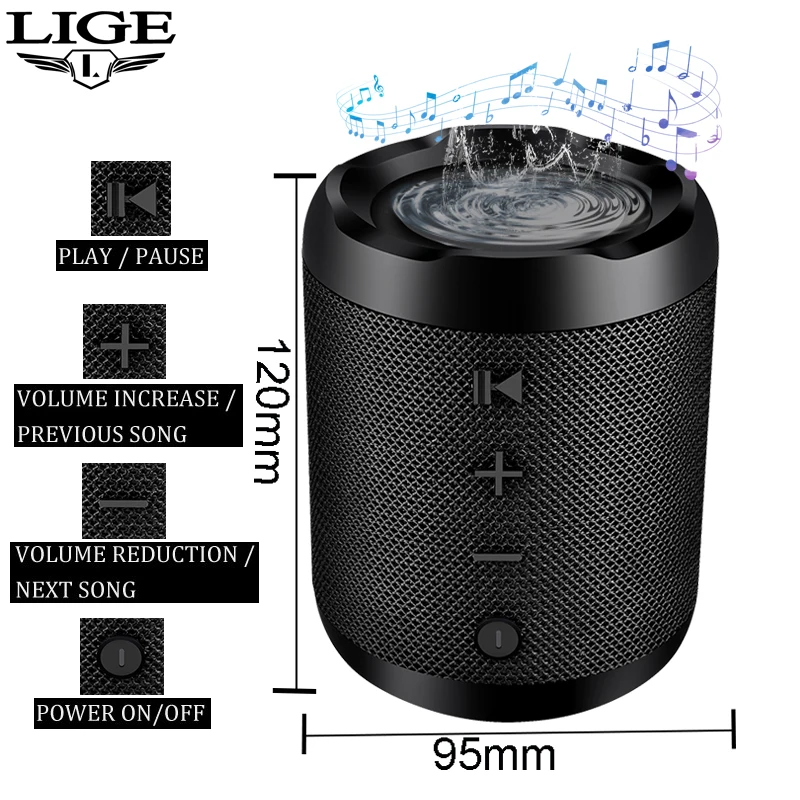 LIGE Новый портативный Bluetooth динамик Портативная звуковая система 10 Вт стерео