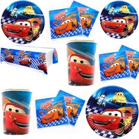 61pcslot birthday party cars theme tablecloth napkins plates cups kids favors lightning mcqueen decoration events supplies