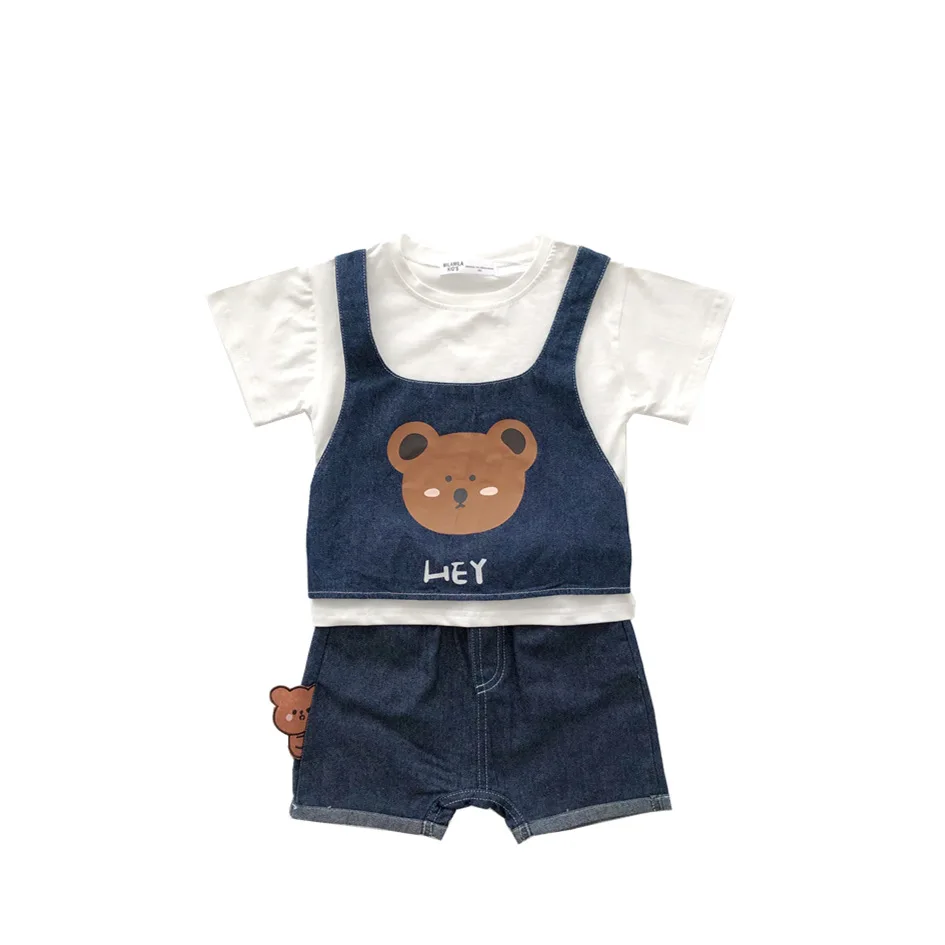 Tonytaobaby Летний Новый хлопковый костюм из двух предметов с коротким рукавом и