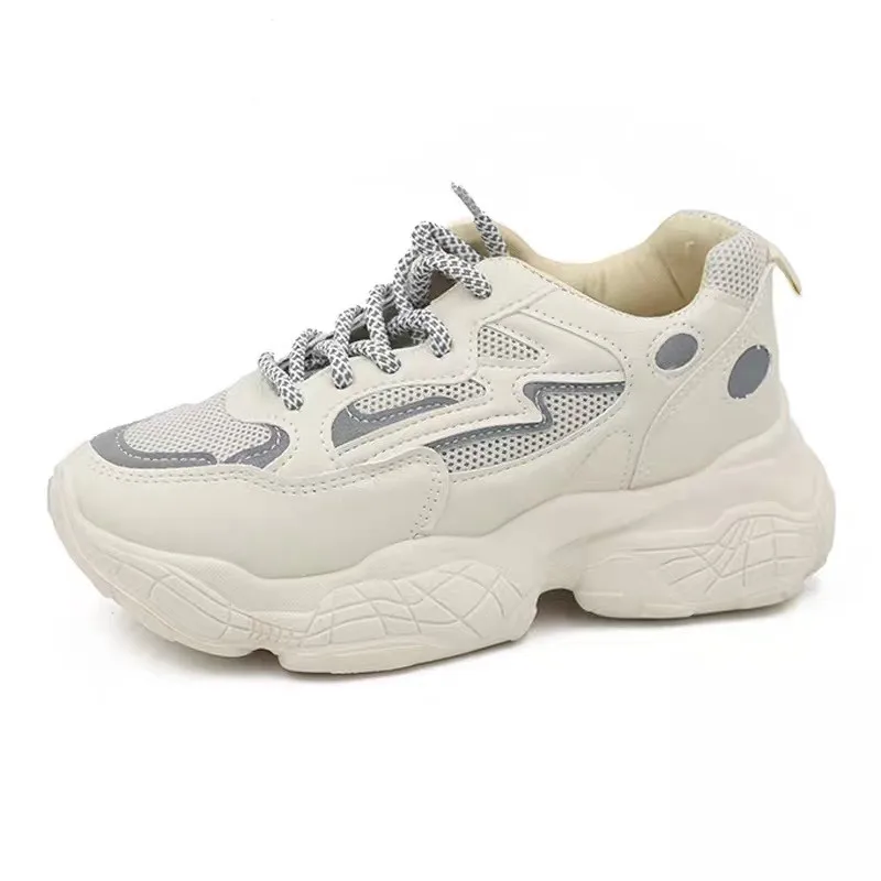 Женские спортивные кроссовки на толстой подошве белые в стиле Харадзюку осень 2020