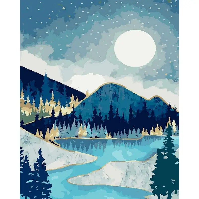 

RUOPOTYy Moonlight River PaintingBy Number Landscape Gift DIY Oil Home Decoration Drawing On Canvas HandPainted Art Gift