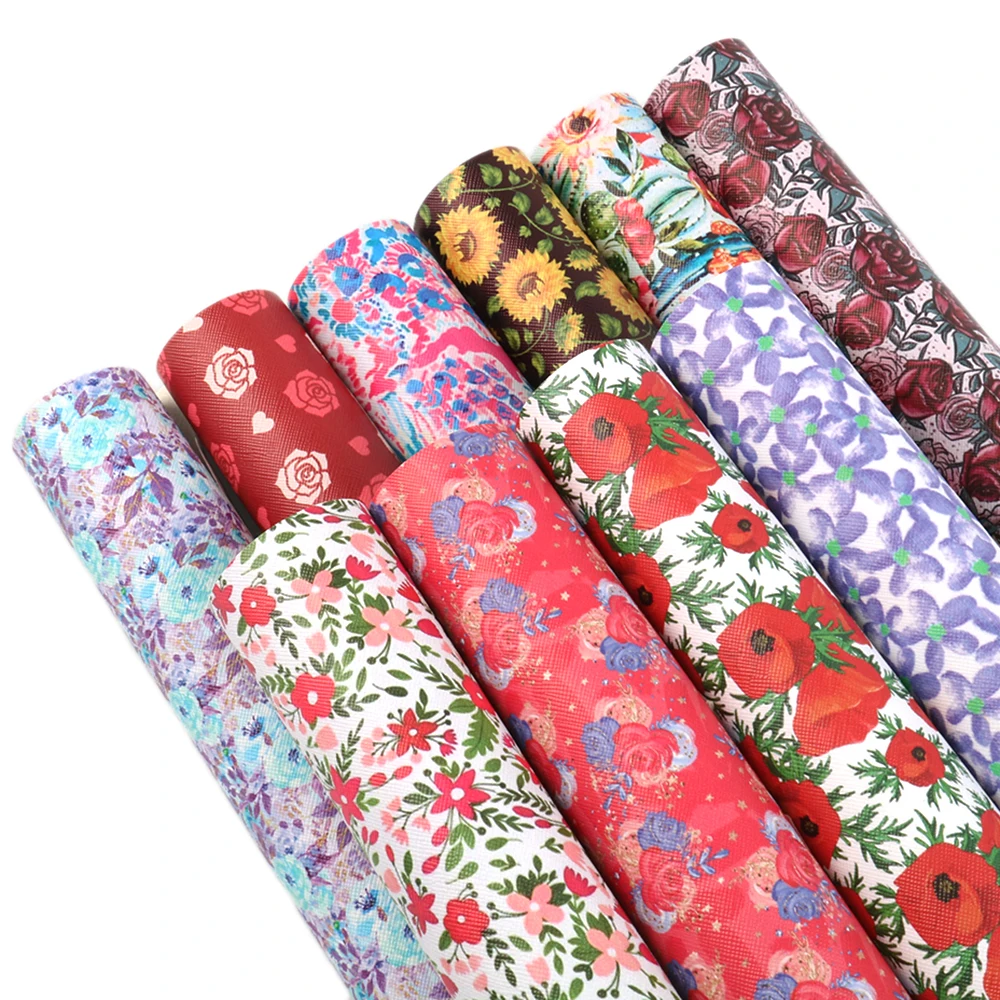 David accessories 10 шт./компл. 20*33 см Цветочные точки полоски листья искусственная кожа