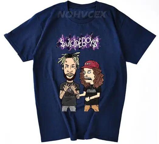 Uicideboy$ футболка с красным кружевом для маленьких мальчиков Для мужчин s футболка suicideboys в стиле «хип-хоп» Rap Для мужчин хлопковая Футболка классический крутая футболка - Цвет: Тёмно-синий