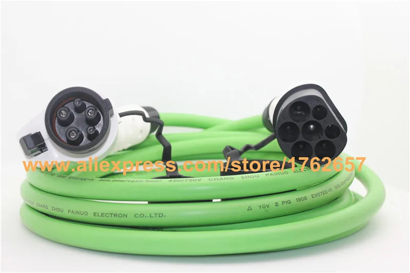 Автомобильное зарядное устройство для электромобилей 32A 5 м SAE J1772 к IEC 62196 2 Тип 1