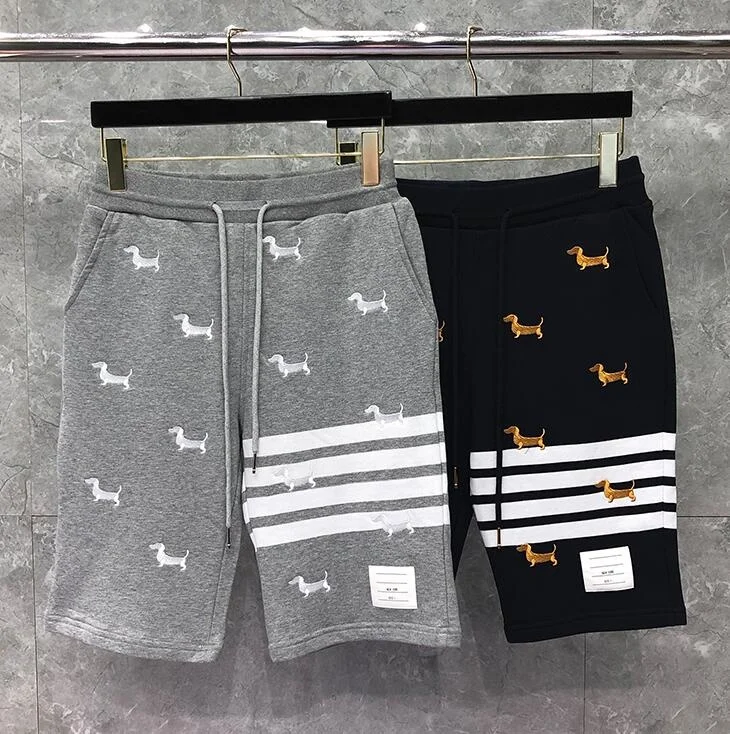 2023 TB Fashion THOM Brand Casual Shorts Men Summer Cotton Casual Sports Trousers Puppy Embroidery Mens Jogger Track Shorts