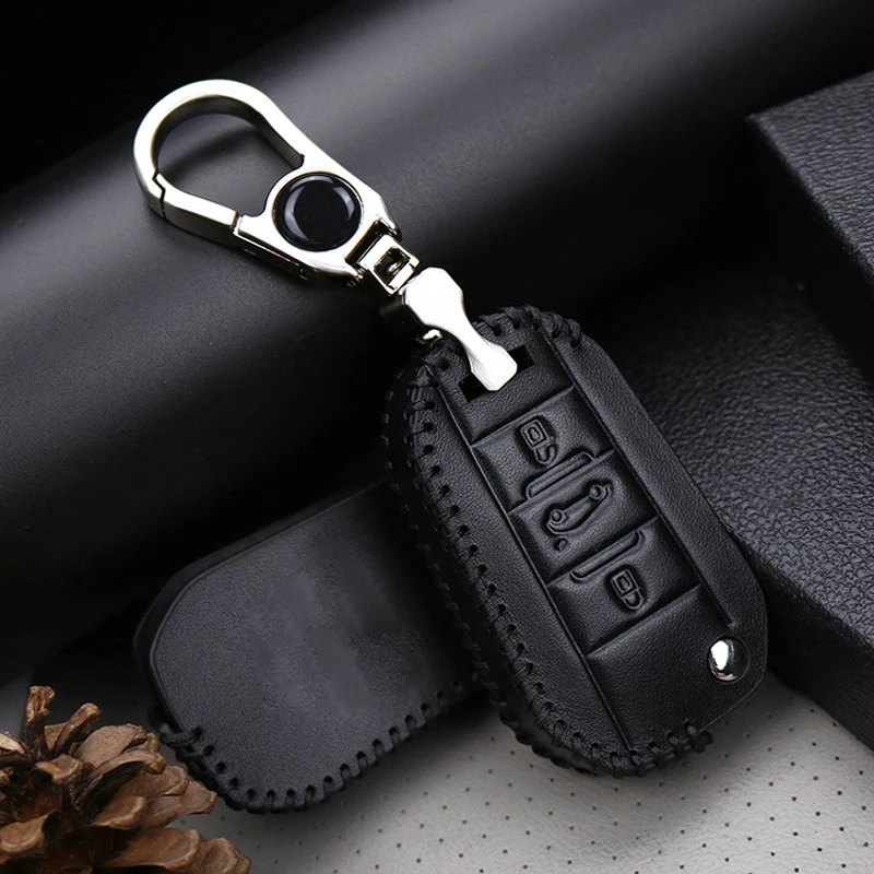 Leather Car Key Fob Cover For Citroen C1 C2 C3 C4 C5 C6 Aircross Cactus Xsara Picasso Berlingo Keyring Case Accessories | Автомобили и
