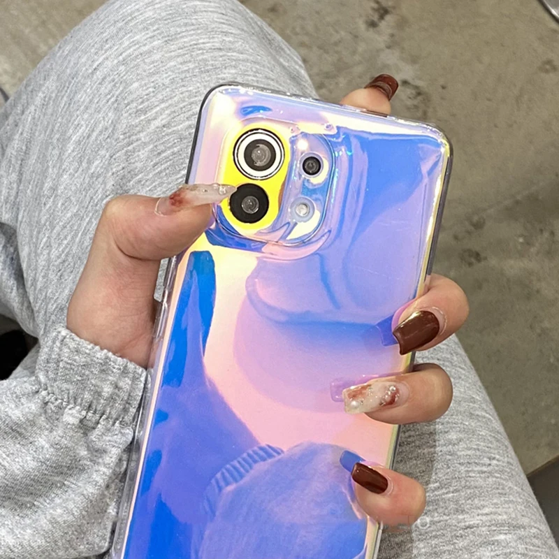 purple laser rainbow colorful phone case for xiaomi redmi note 11 pro note 10 9 8 pro mi 12 11t pro poco x3 pro soft cover case free global shipping