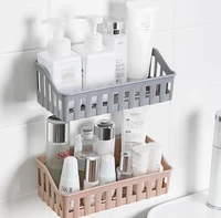 suction cup bathroom kitchen shelf shampoo holder cosmetics organizer practical storage rack wall hanging storage basket tool