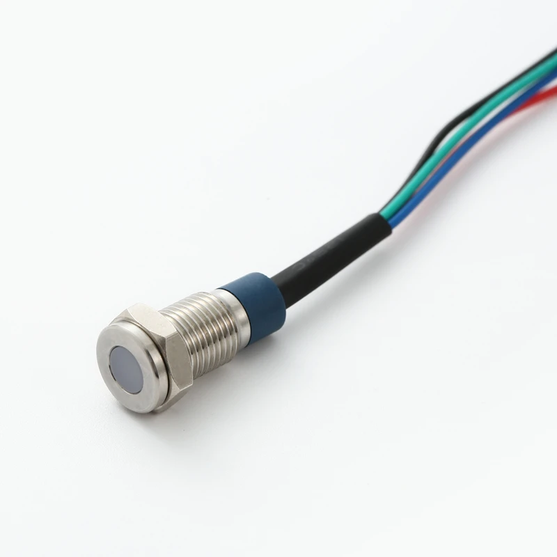 

ELEWIND плоская головка 12 мм металлическая IP67 герметичная RGB Трехцветная светодиодная фотовспышка с кабелем 15 см 12-24 В