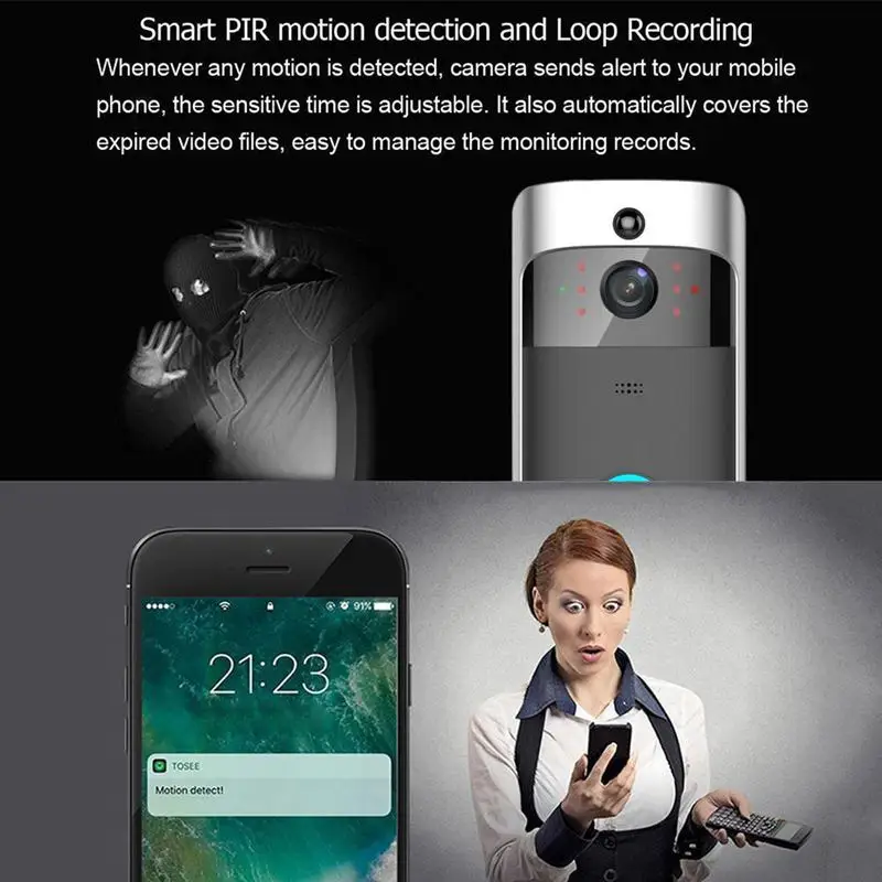 Беспроводной WiFi дверной звонок смарт-видео телефон дверь визуальное кольцо