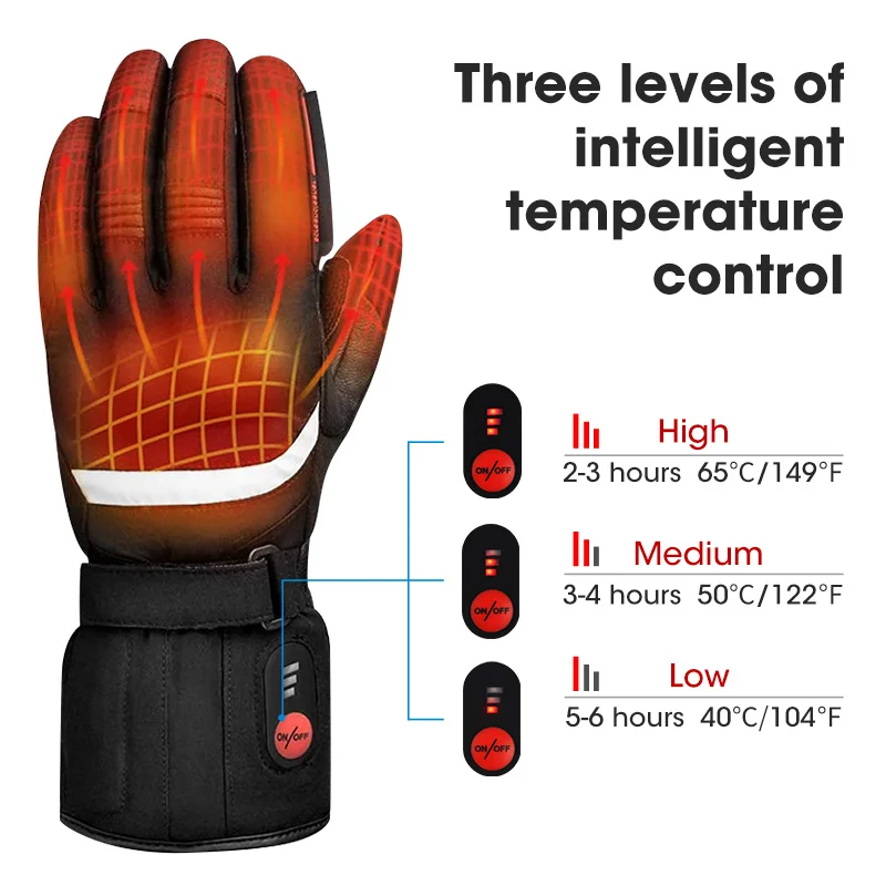 Winter Electric Motorcycle Heated Gloves Ski Mittens Womens Cycling Waterproof For Sports Warm Men Touch Screen Battery Gloves