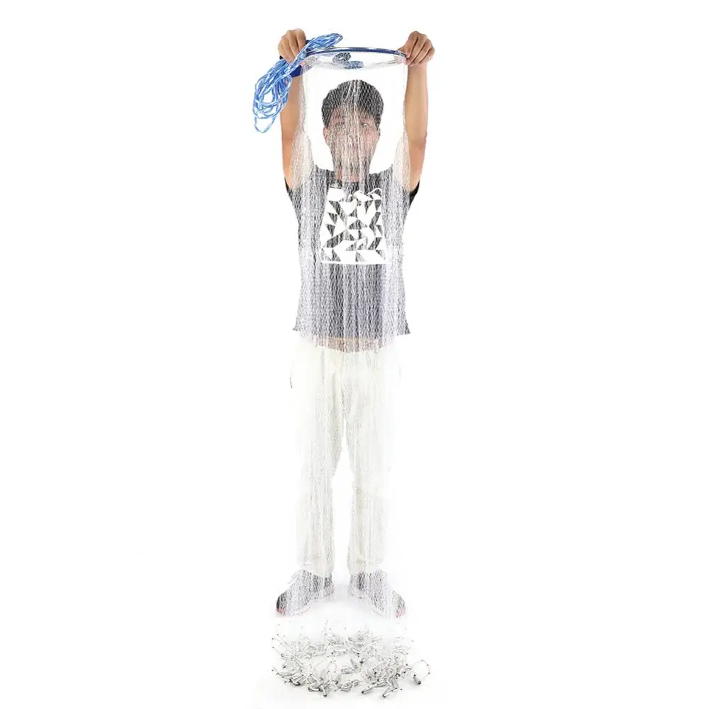 

US 2.4-3.6m Fishing Net Nylon Monofilament American Style Cast Hand Throw Fishing Mesh Net Small Mesh Fishing Network
