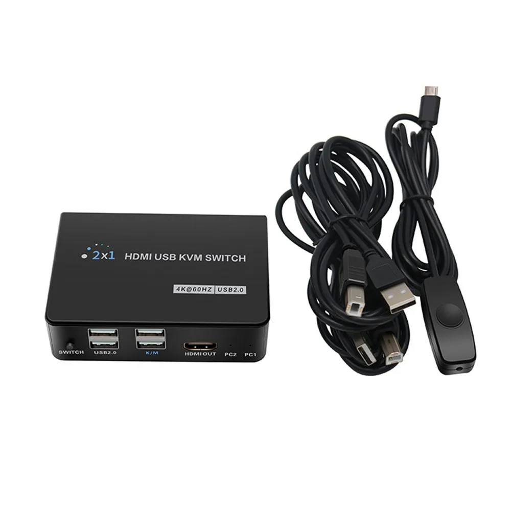 

USB KVM Switcher Plug and Play 2 Ports 2 in 1 out 3840*2160 HDMI-compatible Splitter for Sharing Keyboard Mouse Printer