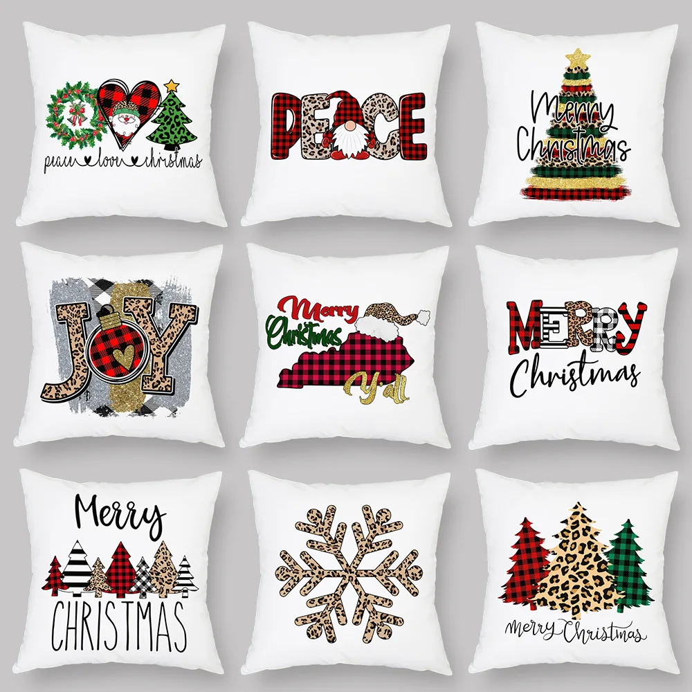 

Christmas Gift Cushion Covers Cute Cartoon Santa Claus Pillow Cover for Sofa Home Xmas Decoration Throw Pillowcases 45x45cm
