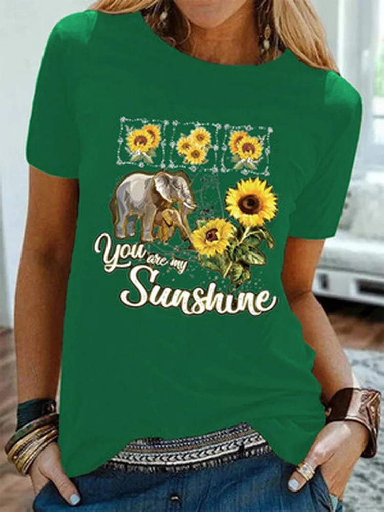 

2021 NEW Summer fashion color butterfly letter print pattern round neck short sleeve multi-color T-shirt female