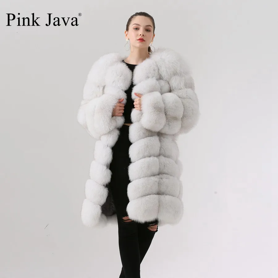 Розовый java QC1885 Новое поступление высокое качество шуба из натурального Лисьего меха куртка 90 см длинный жилет для женщин зимнее теплое пальто