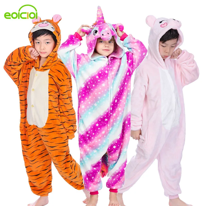 кигуруми дети мальчики девочки животные пижамы набор единорог пегас стежка