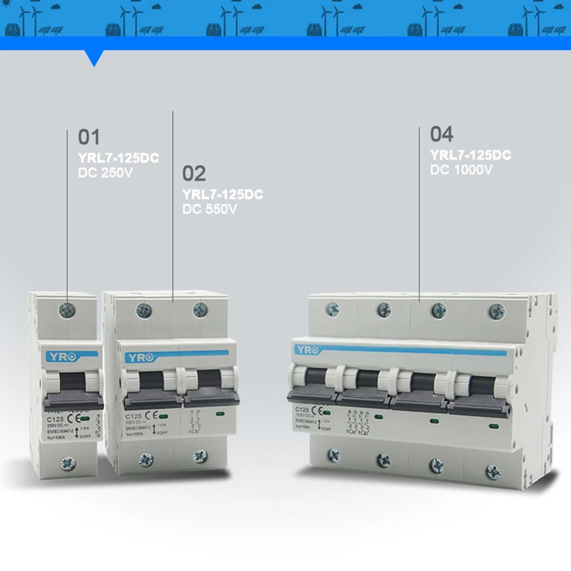 1P 2P 3P 4P DC Solar Mini Circuit Breaker 80A 100A 125A для фотоэлектрической системы |