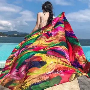 large size 140x180cm twill printed beach cover ups women large beach dress bikini bathing swimwear cover up sarong wrap scarf free global shipping