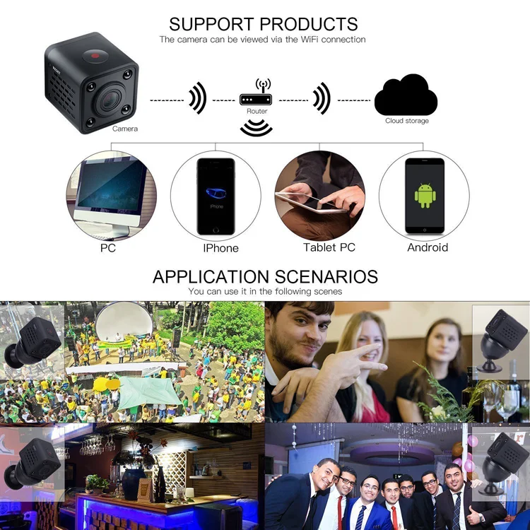 HDQ9 Wifi мини камера с сигнализацией движения HD видео рекордер IP Домашняя