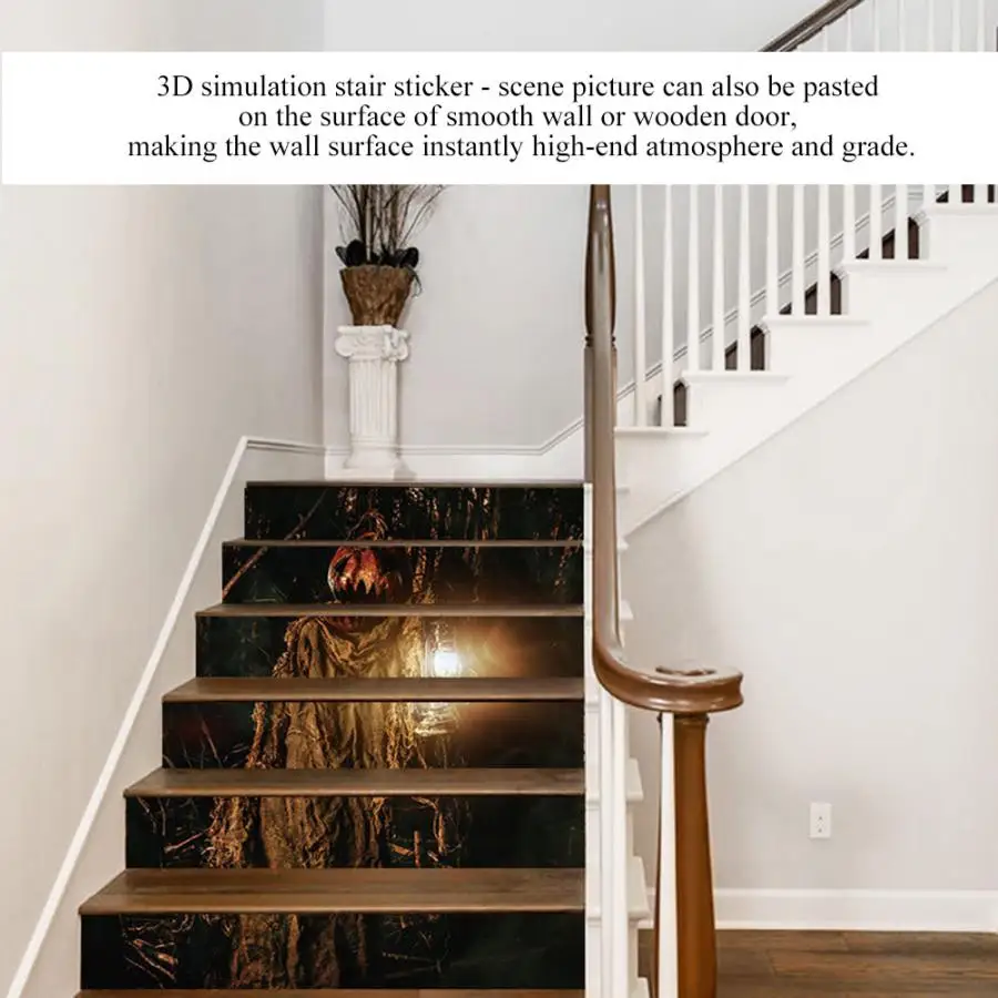 Самоклеящаяся бумага для оформления лестницы на Хэллоуин 3D Настенная ПВХ