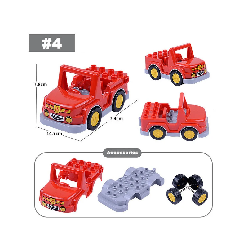 Motorcycle Forklift Tractor Police Airplane Sports Car Fire Truck Big Size Building Blocks DIY City Construction Bricks Toys images - 6