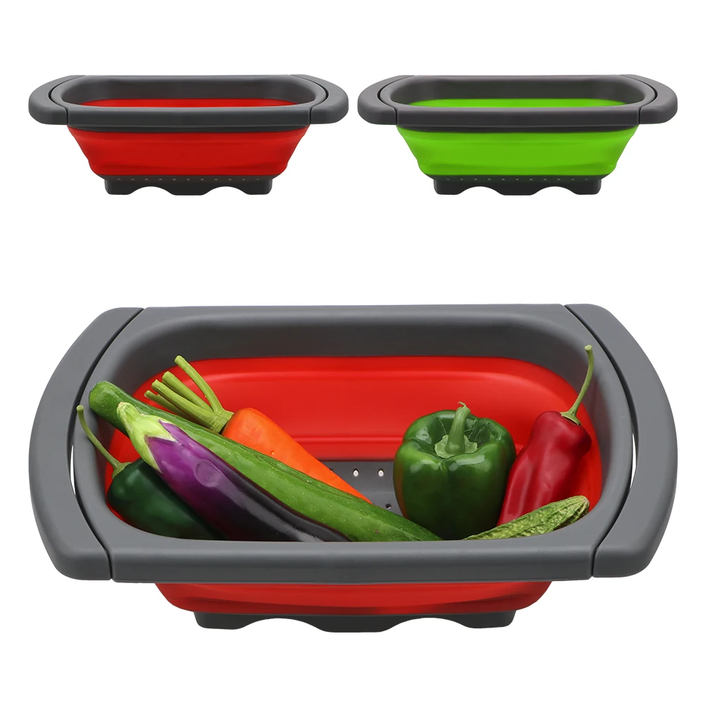 

Kitchen Gadgets For Fruit Vegetable Washing Sink Strainers Bowls Folding Baskets Home Accessories Foldable Colander Drain