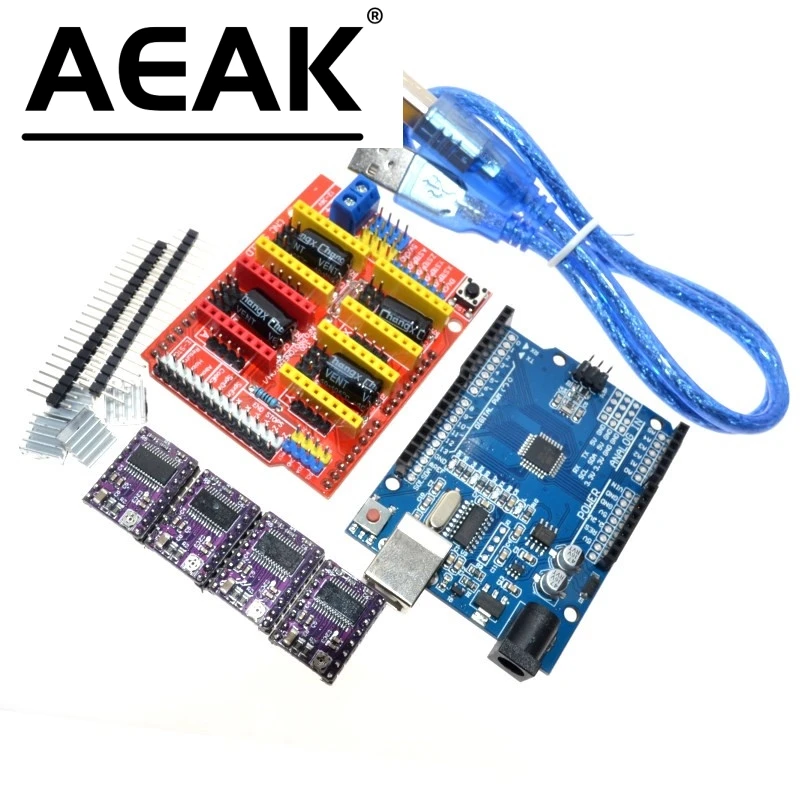 Cnc shield V3 engraving machine 3D Printe+ 4pcs DRV8825 driver expansion board for Arduino + UNO R3 with USB cable | Электронные