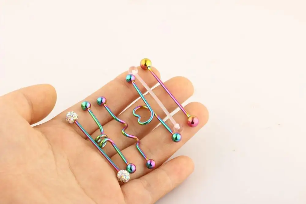 6 шт./лот шикарные Спиральные кольца из нержавеющей стали Для Пирсинга Ушей