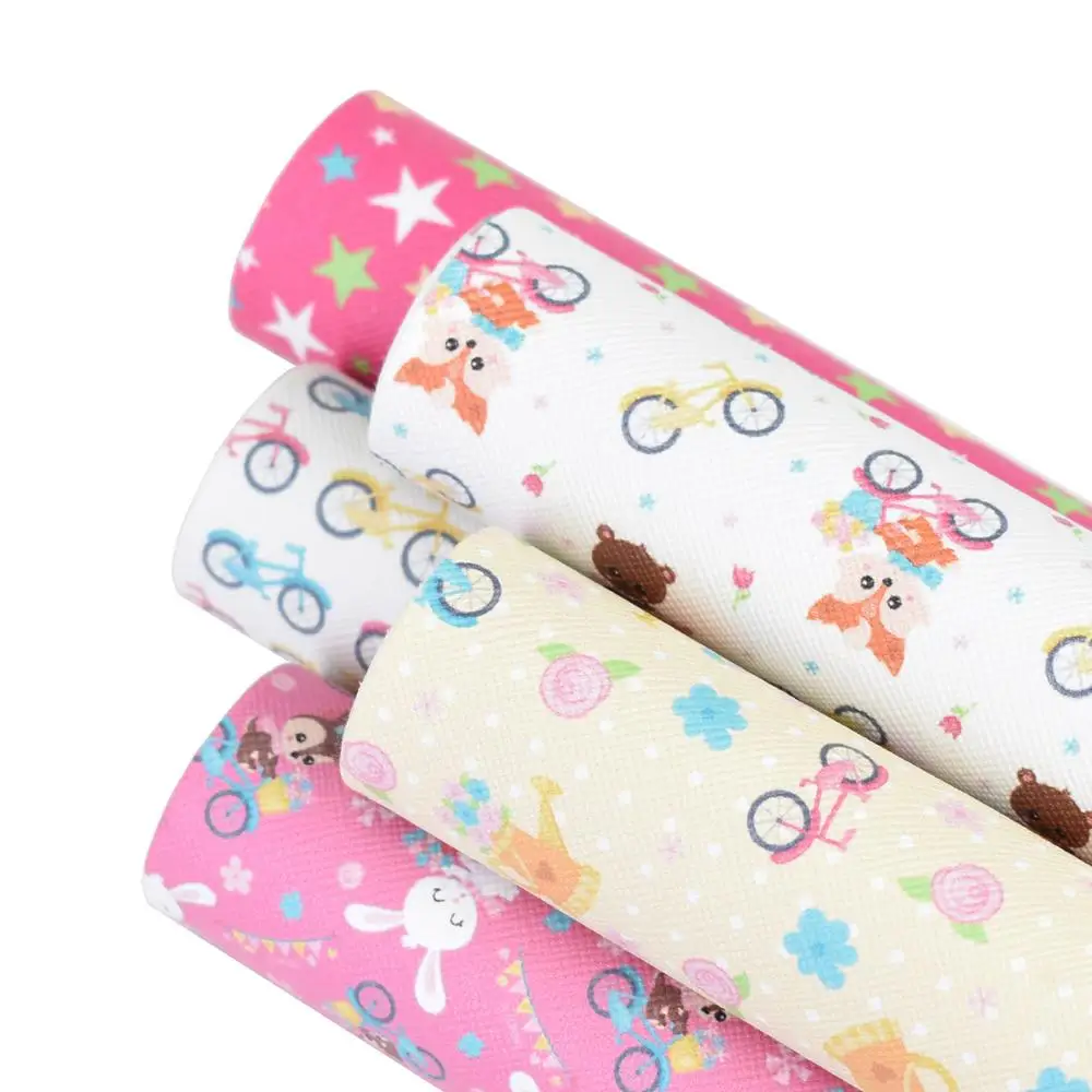 HSDLeather 20*34 см с принтами кролика и велосипеда серии печатных искусственная кожа