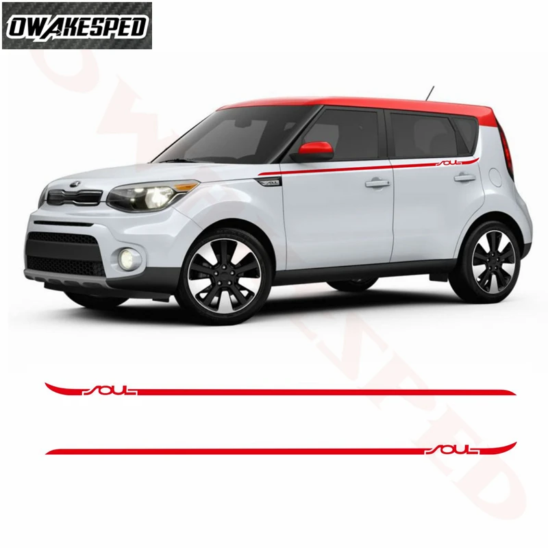 

Both Side Racing Sport Stripes Car Waist Lines Sticker Auto Body Door Vinyl Decals For Kia-Soul 2008-2019 Exterior Accessories